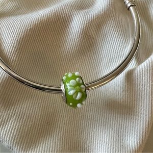 Pandora Green Murano Glass flower Charm